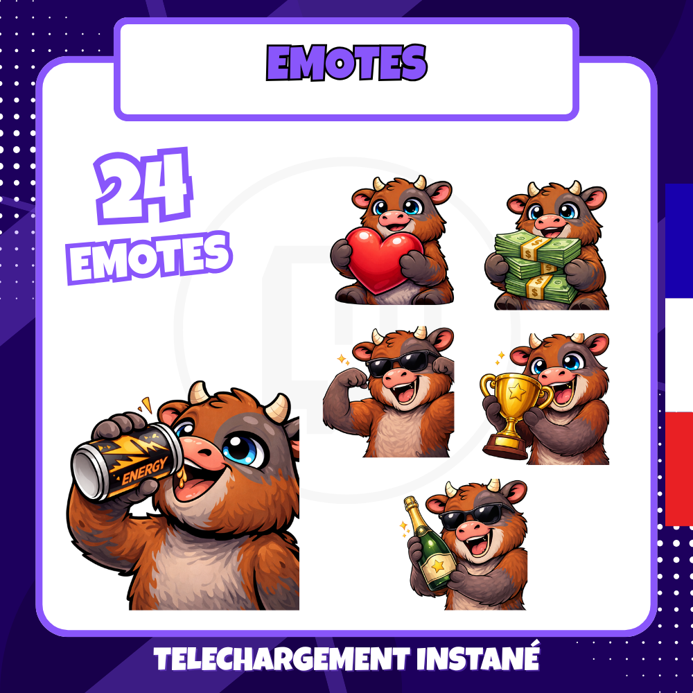 Pack Emotes Twitch – Vache – 24 Emotes