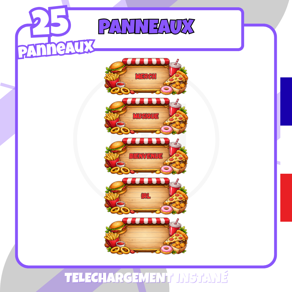 Pack Panneaux Twitch - Fast-food - 25 panneaux