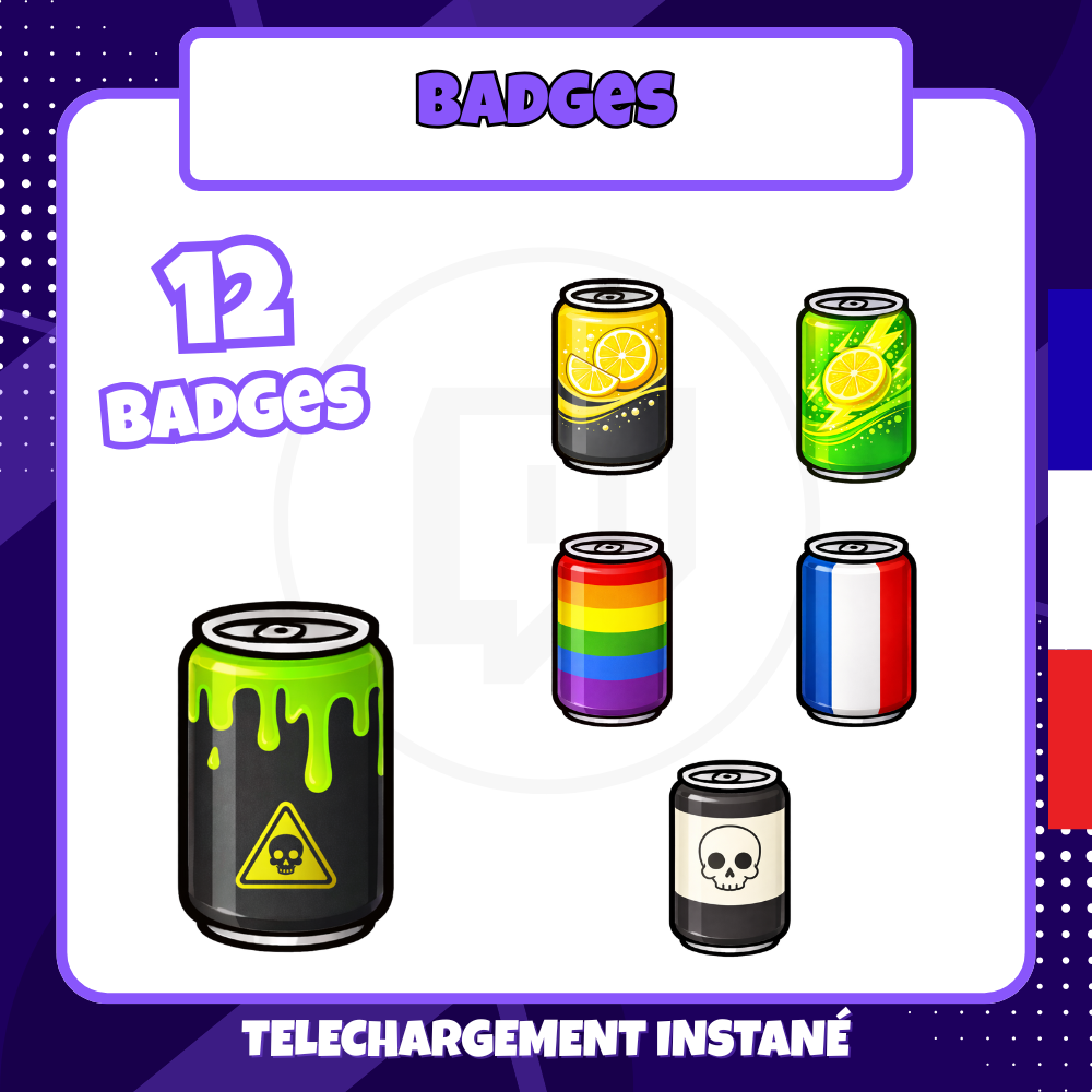 Pack de badges Twitch - Standard - Soda - 12 Badges + 3 Bonus