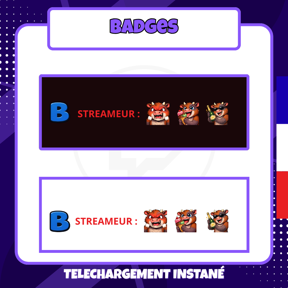 Pack de badges Twitch - Starter - Lettre B - 6 Badges 