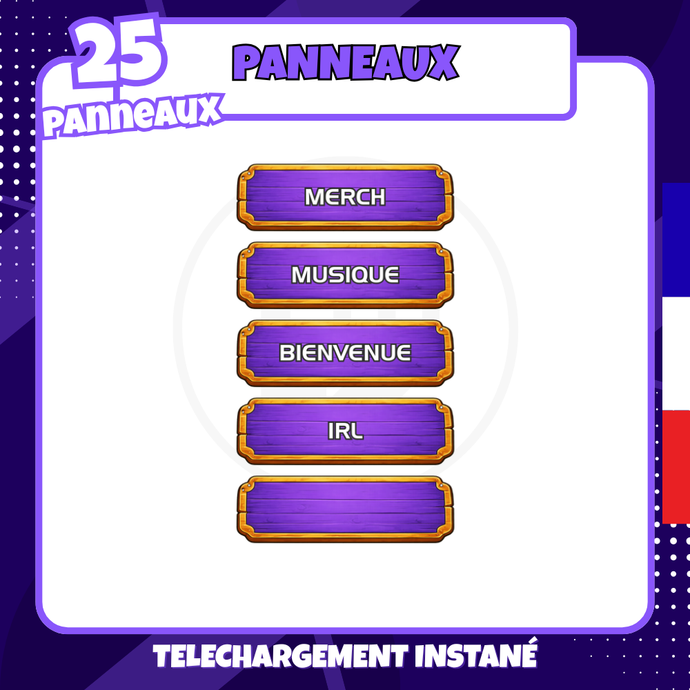 Pack Panneaux Twitch - Basique Violet - 25 panneaux