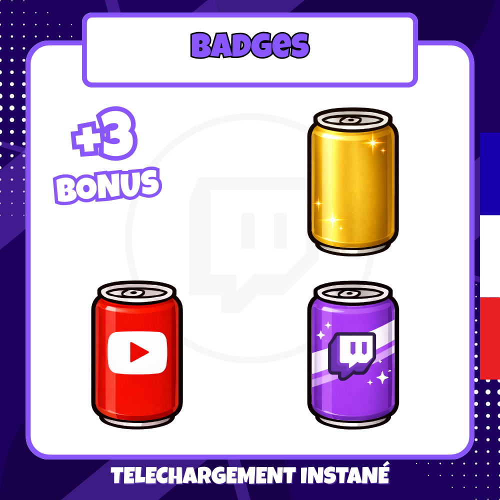 Pack de badges Twitch - Standard - Soda - 12 Badges + 3 Bonus