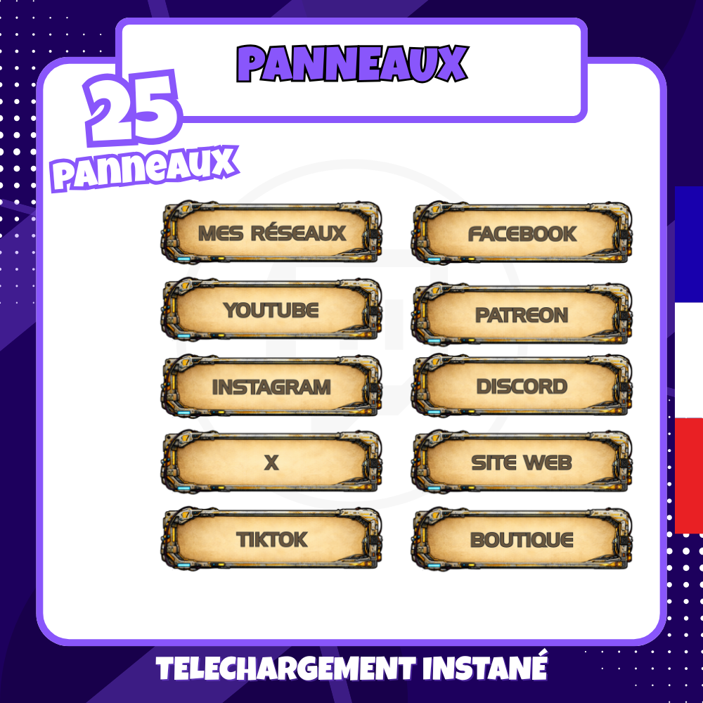 Pack Panneaux Twitch - Sci-Fi Futuriste - 25 panneaux