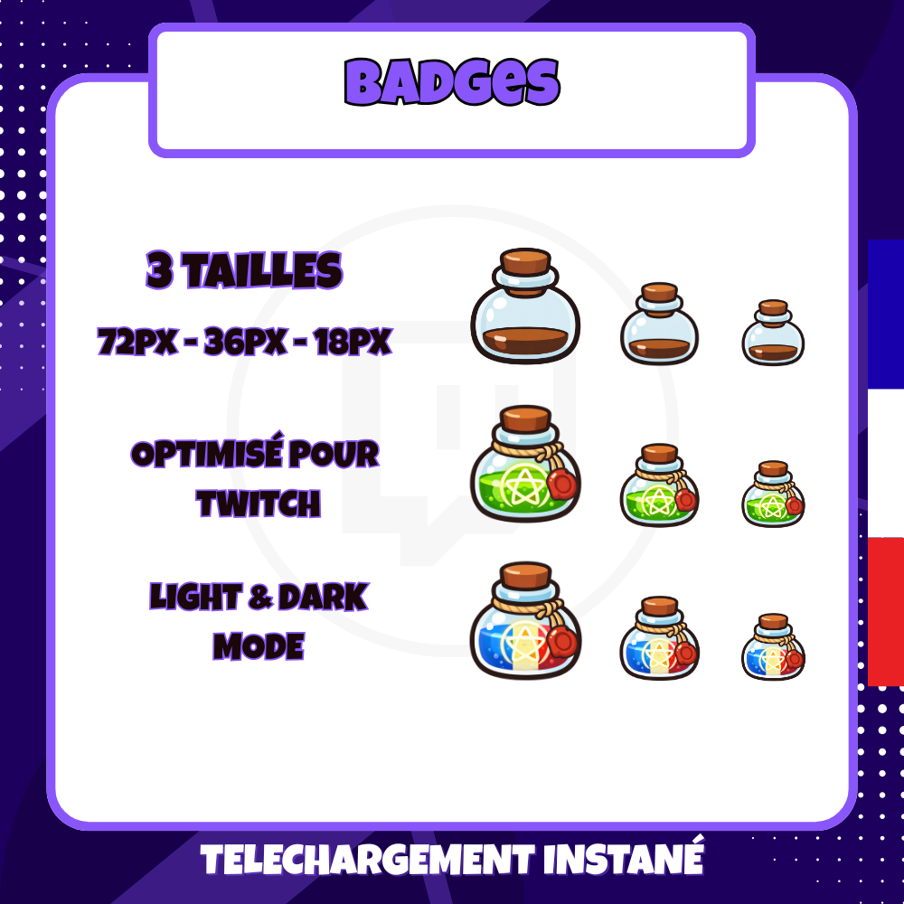 Pack de badges Twitch - Starter - Potion - 6 Badges 