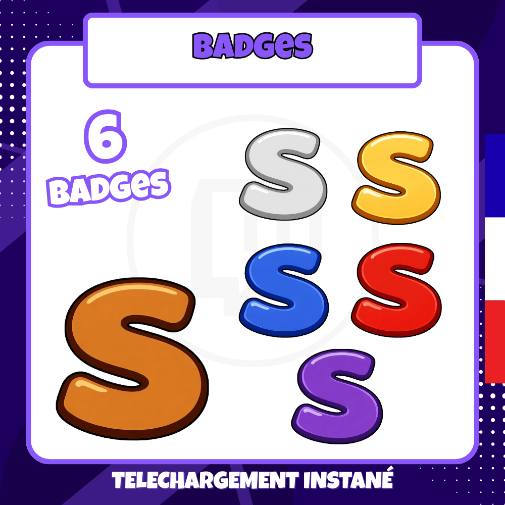 Pack de badges Twitch - Starter - Lettre S - 6 Badges