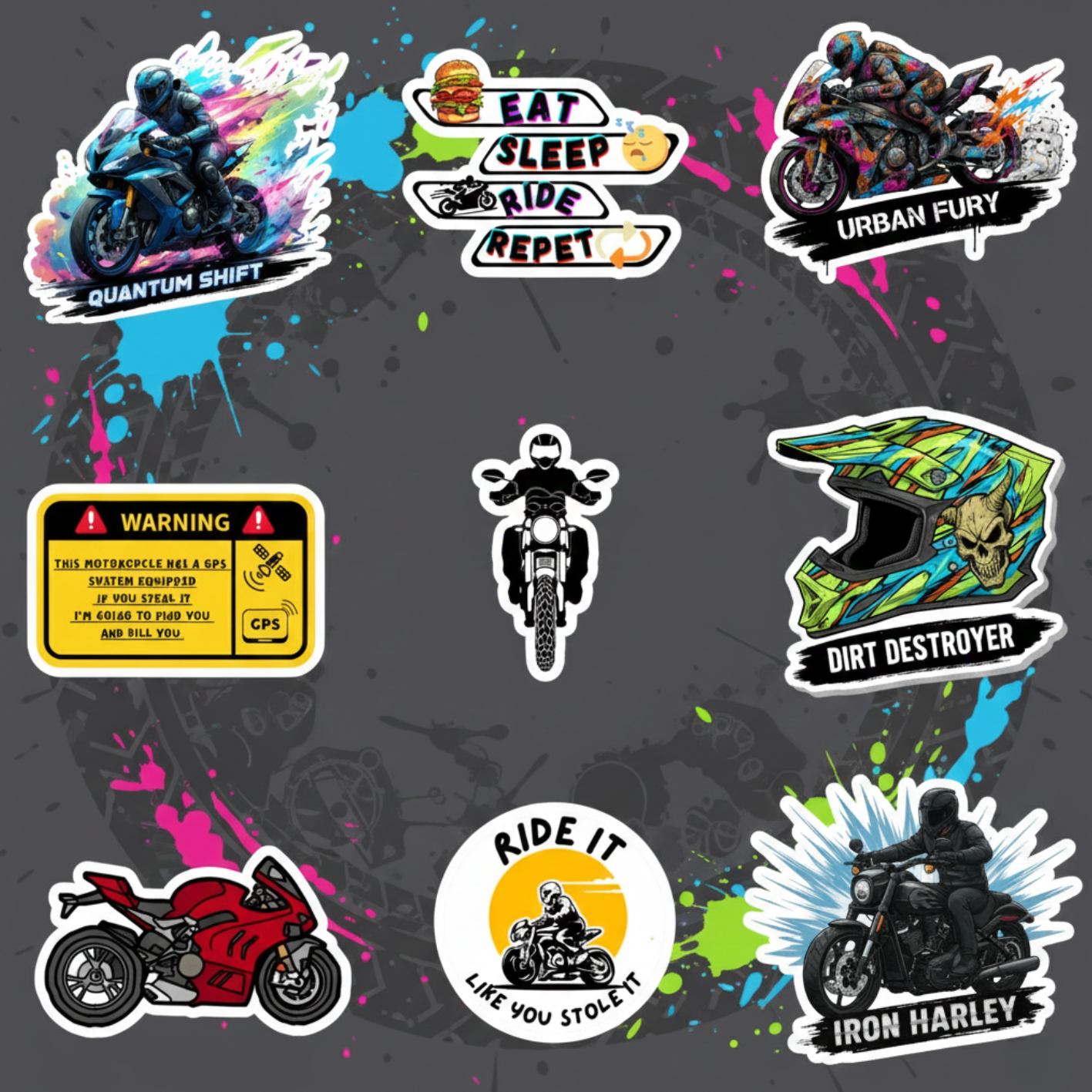 Motorcycle Themed Stickers
