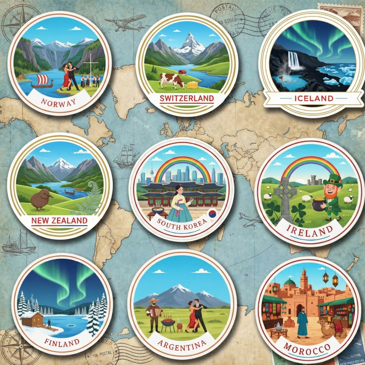 World Landmark Stickers