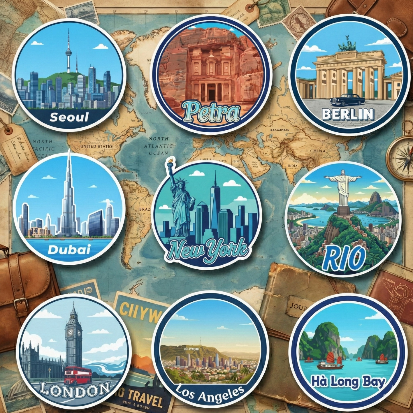 World Travel Stickers