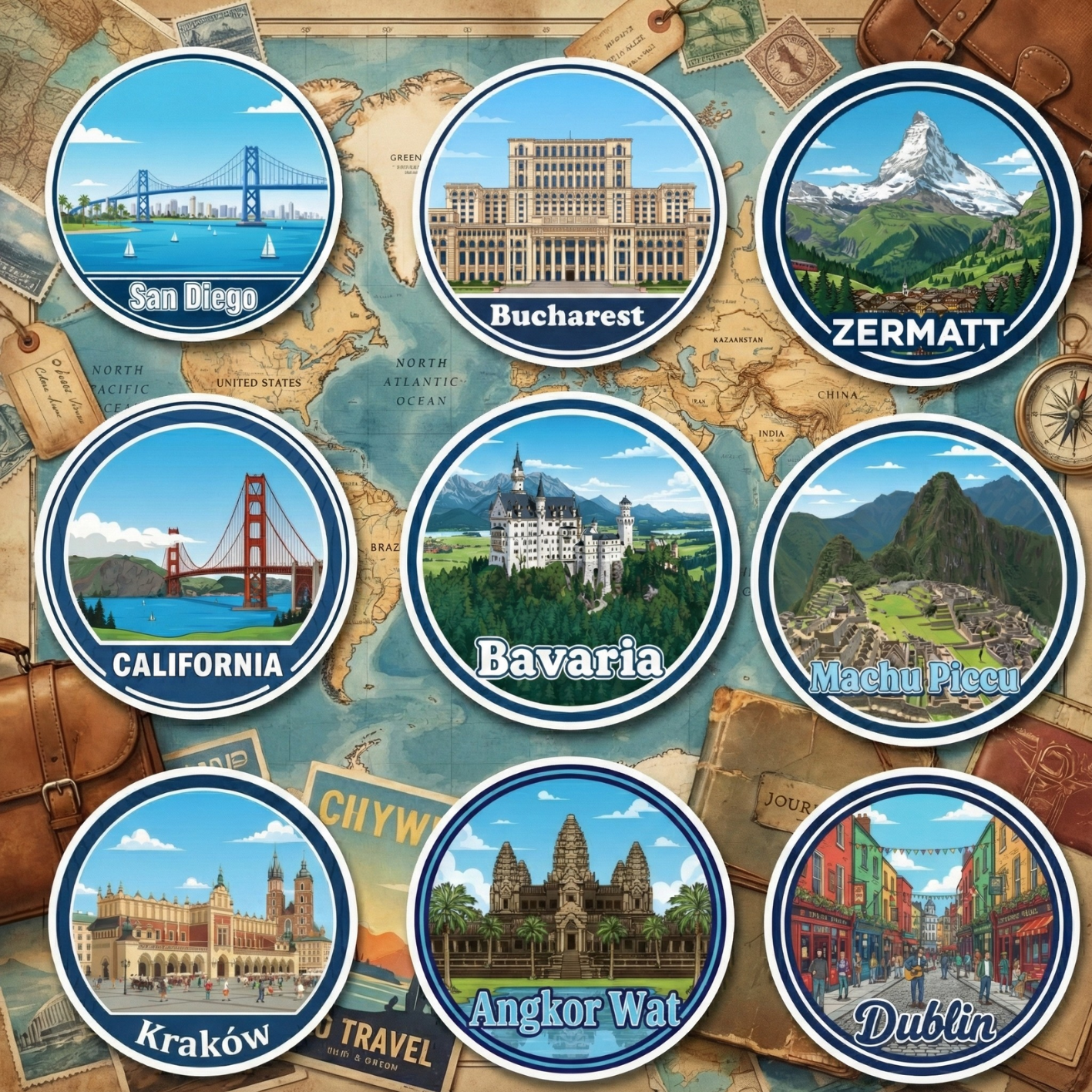 World Travel Stickers