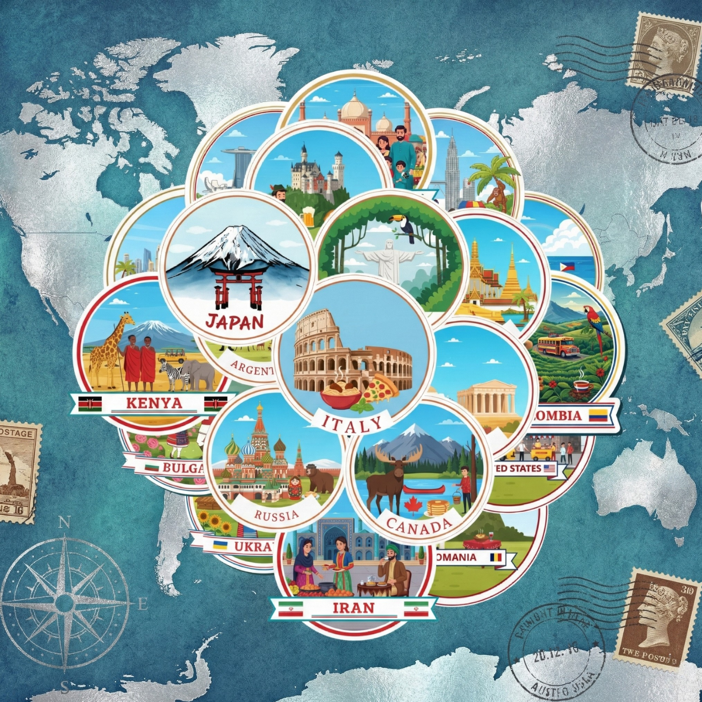 World Landmark Stickers