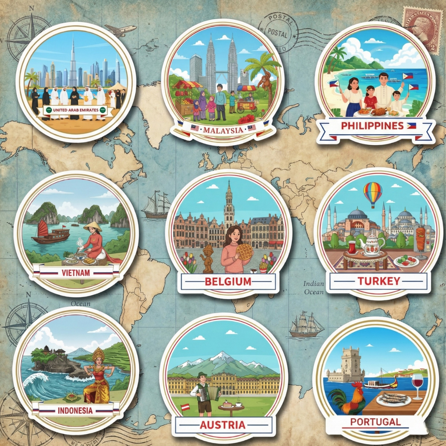 World Landmark Stickers