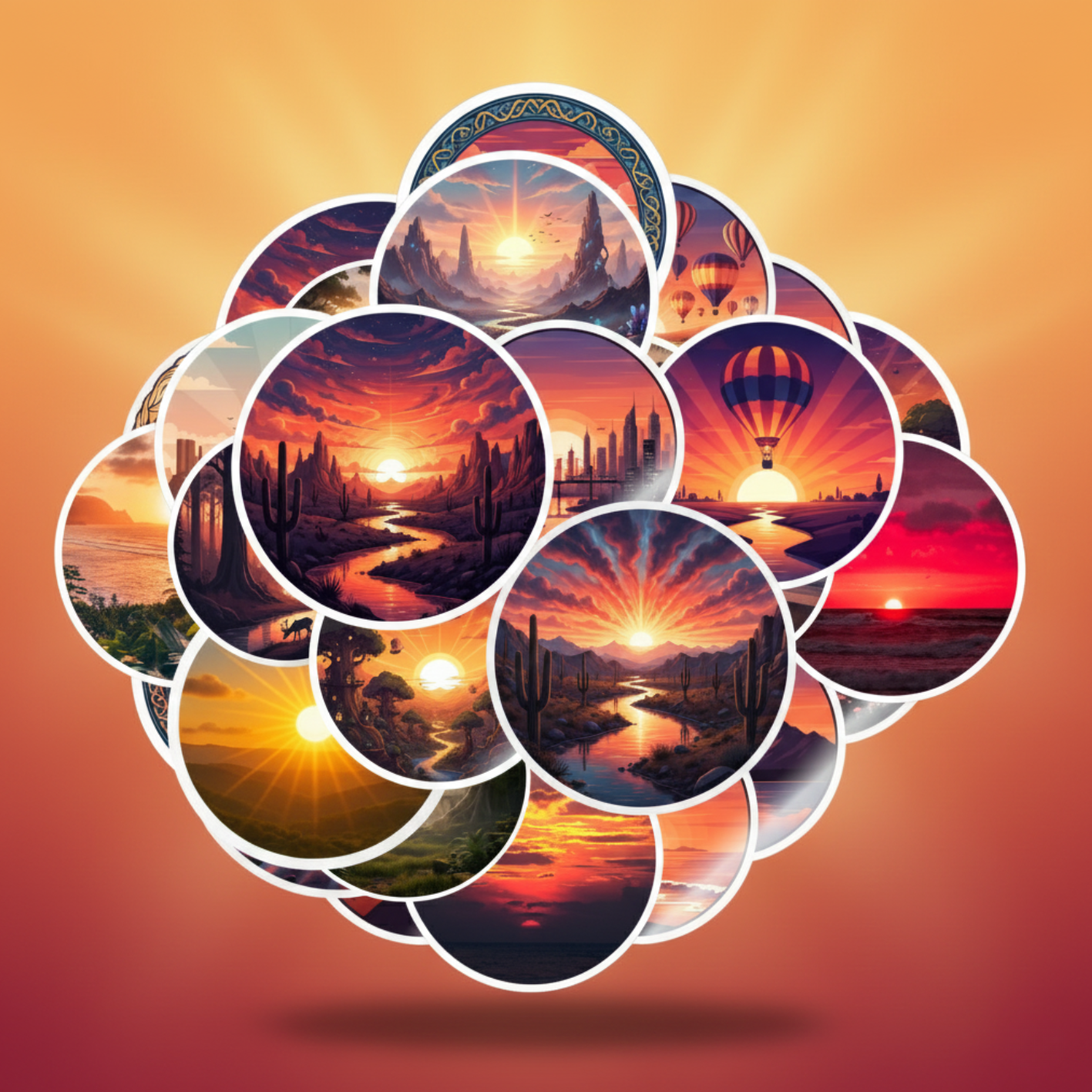 Sunset Landscape Art Stickers