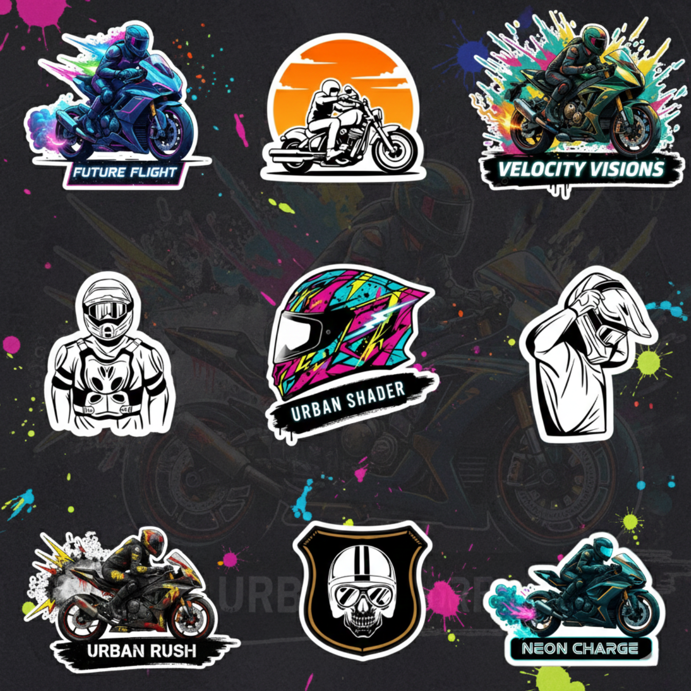 Motorcycle Themed Stickers