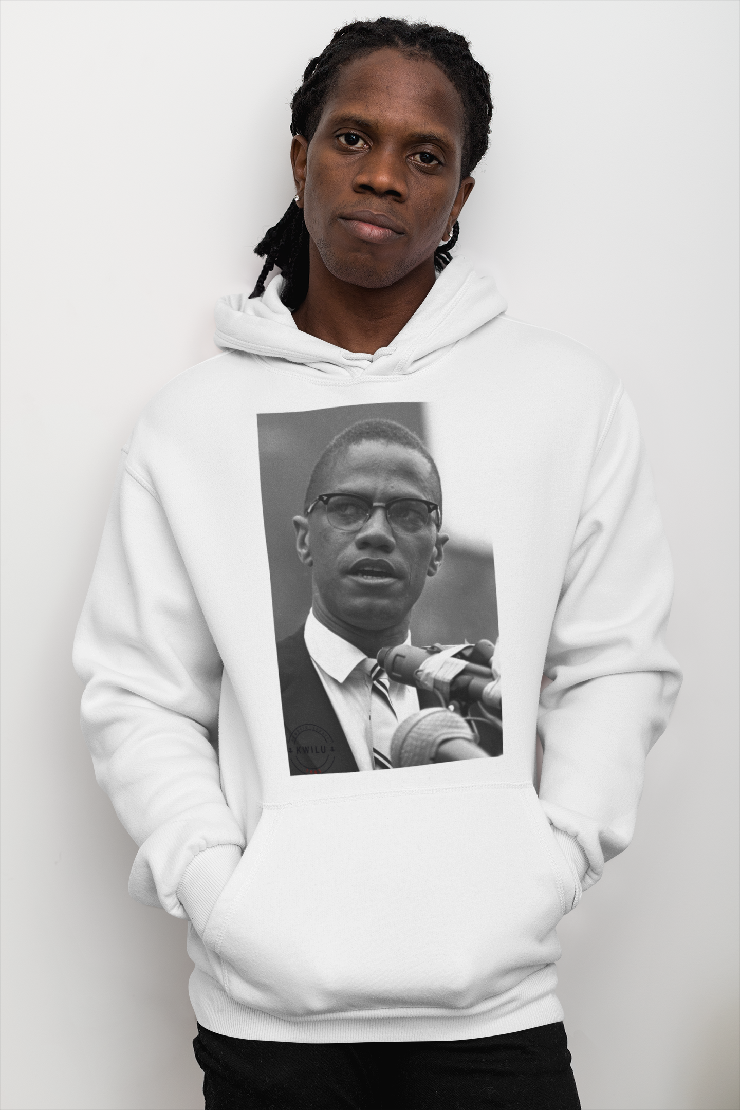 Sweat à capuche blanc imprimé