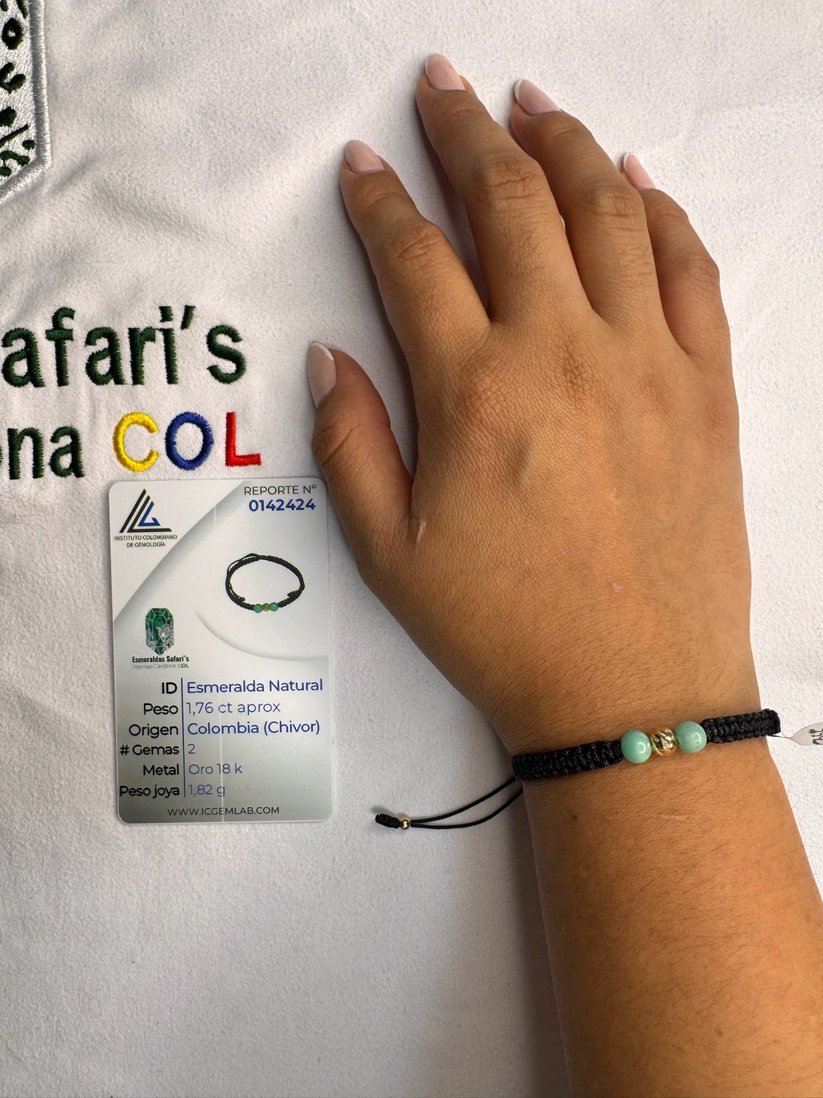 Pulsera con esmeraldas naturales y oro de 18.6k