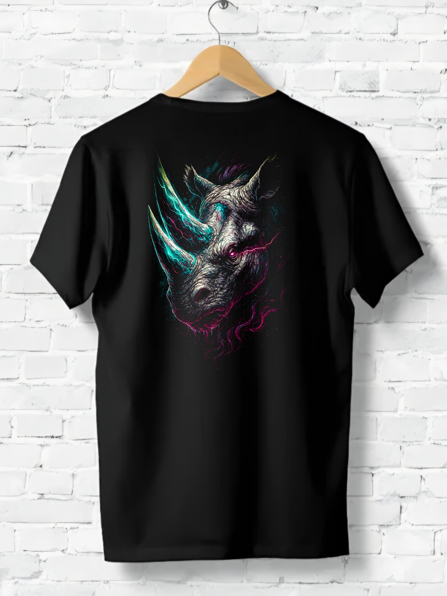 Neon Rhino Graphic T-Shirt