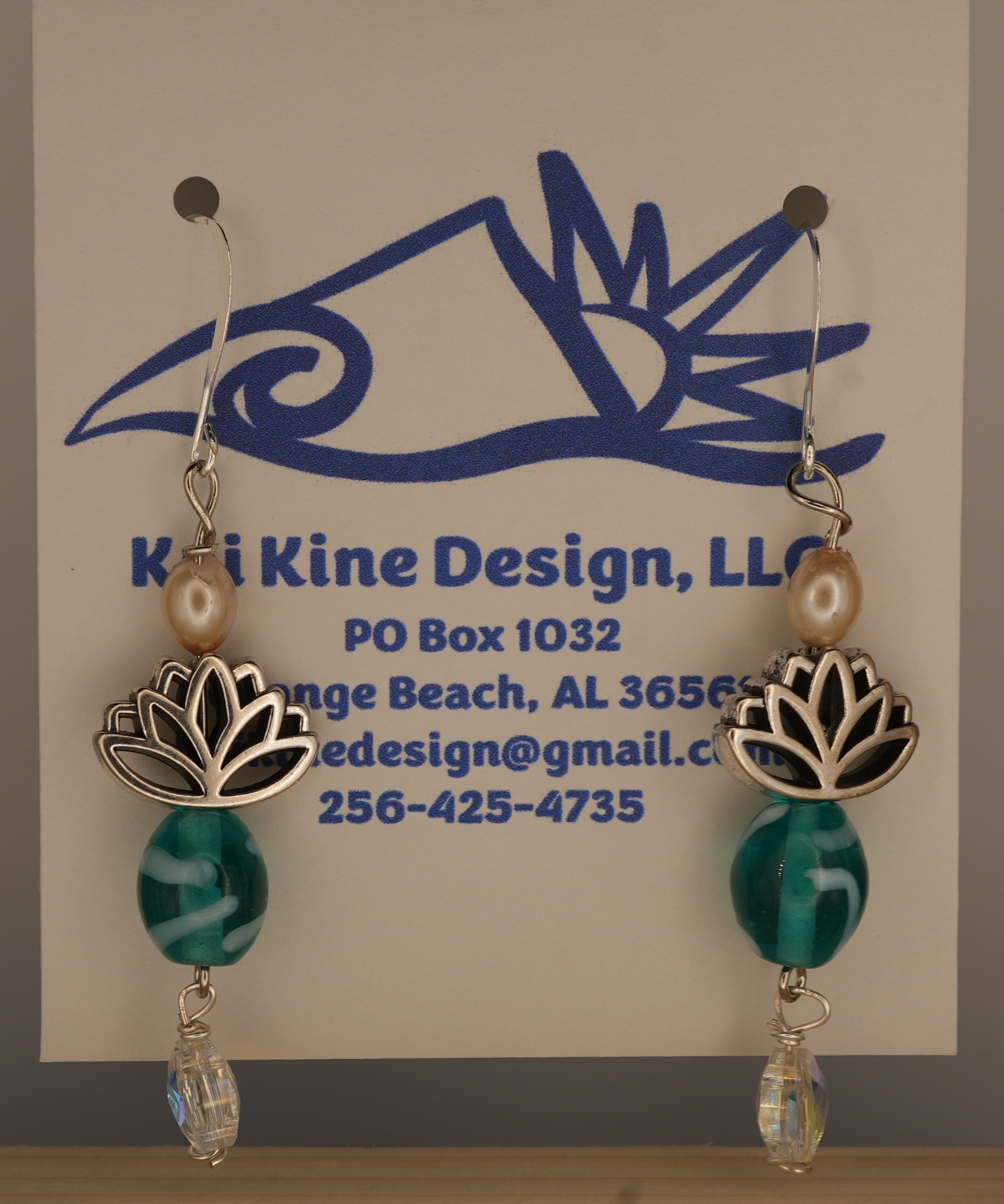 Handcrafted Lotus and Bead Earrings