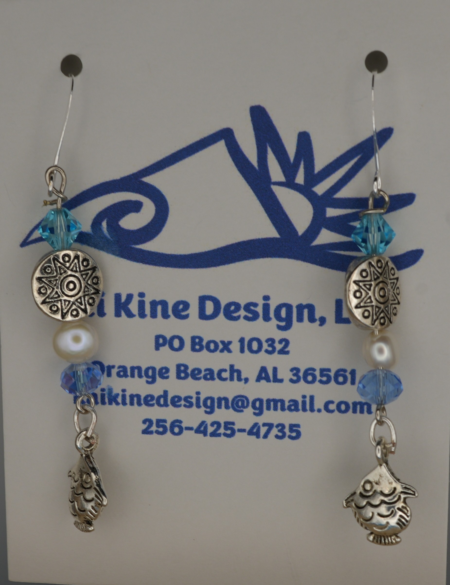 Handmade Blue and Silver Dangle Earrings