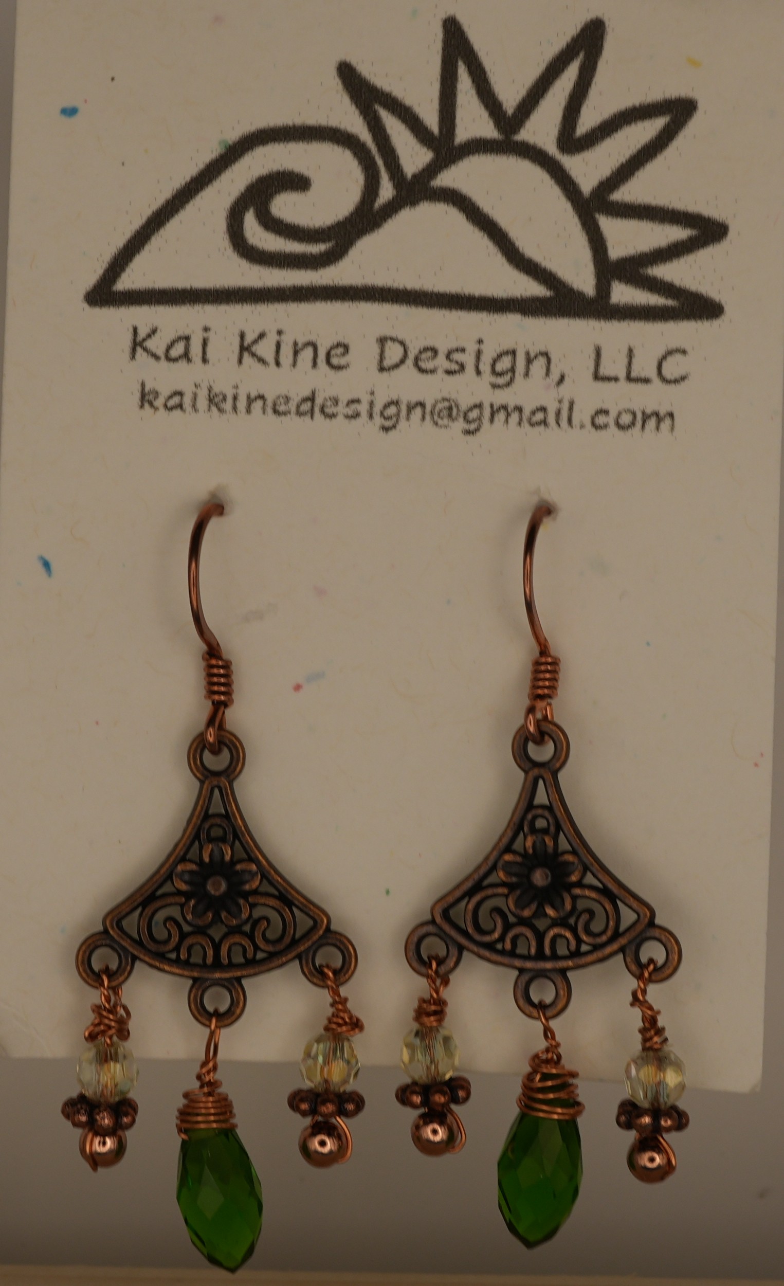 Handcrafted Chandelier Copper and Bead Earrings