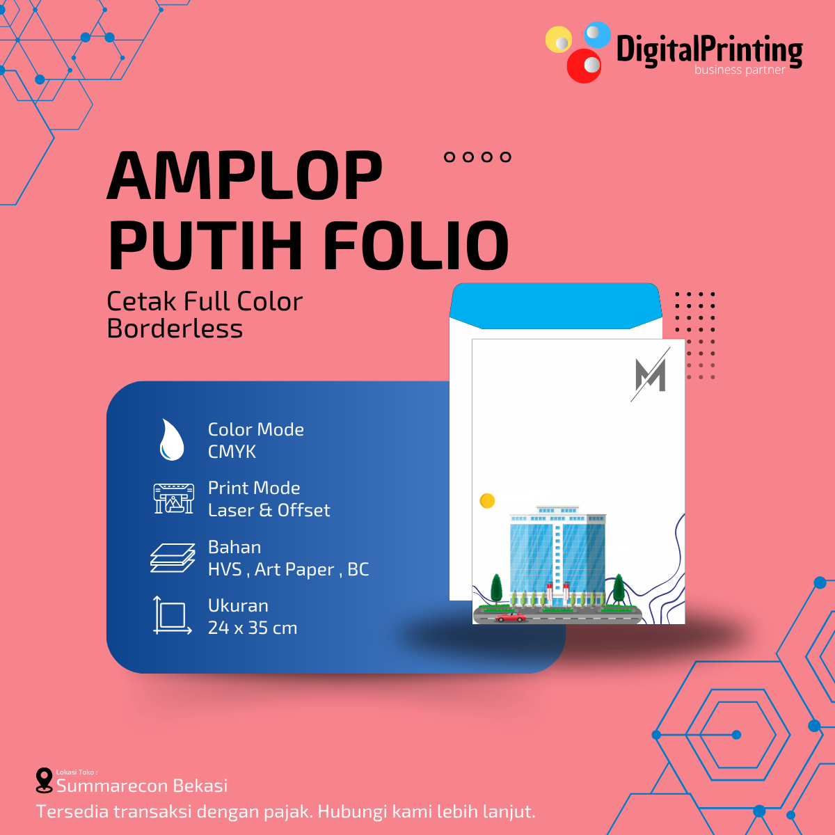  Cetak Amplop Putih Folio 