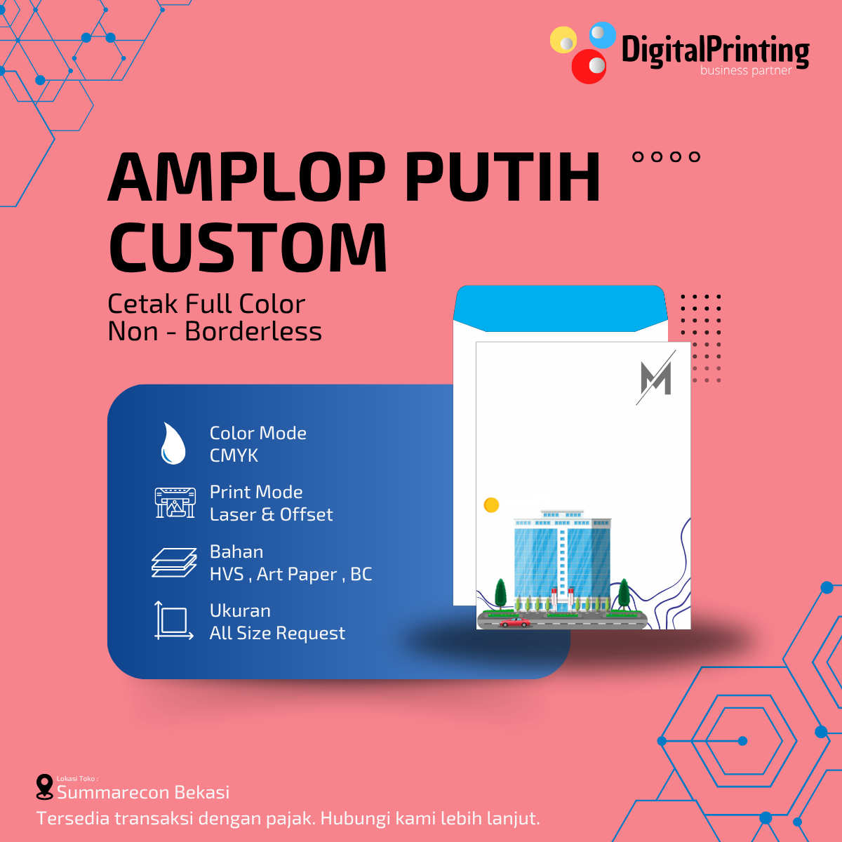 Cetak Amplop Putih Custom Size