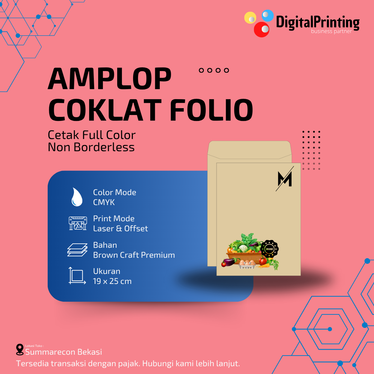 Cetak Amplop Coklat ½ Folio