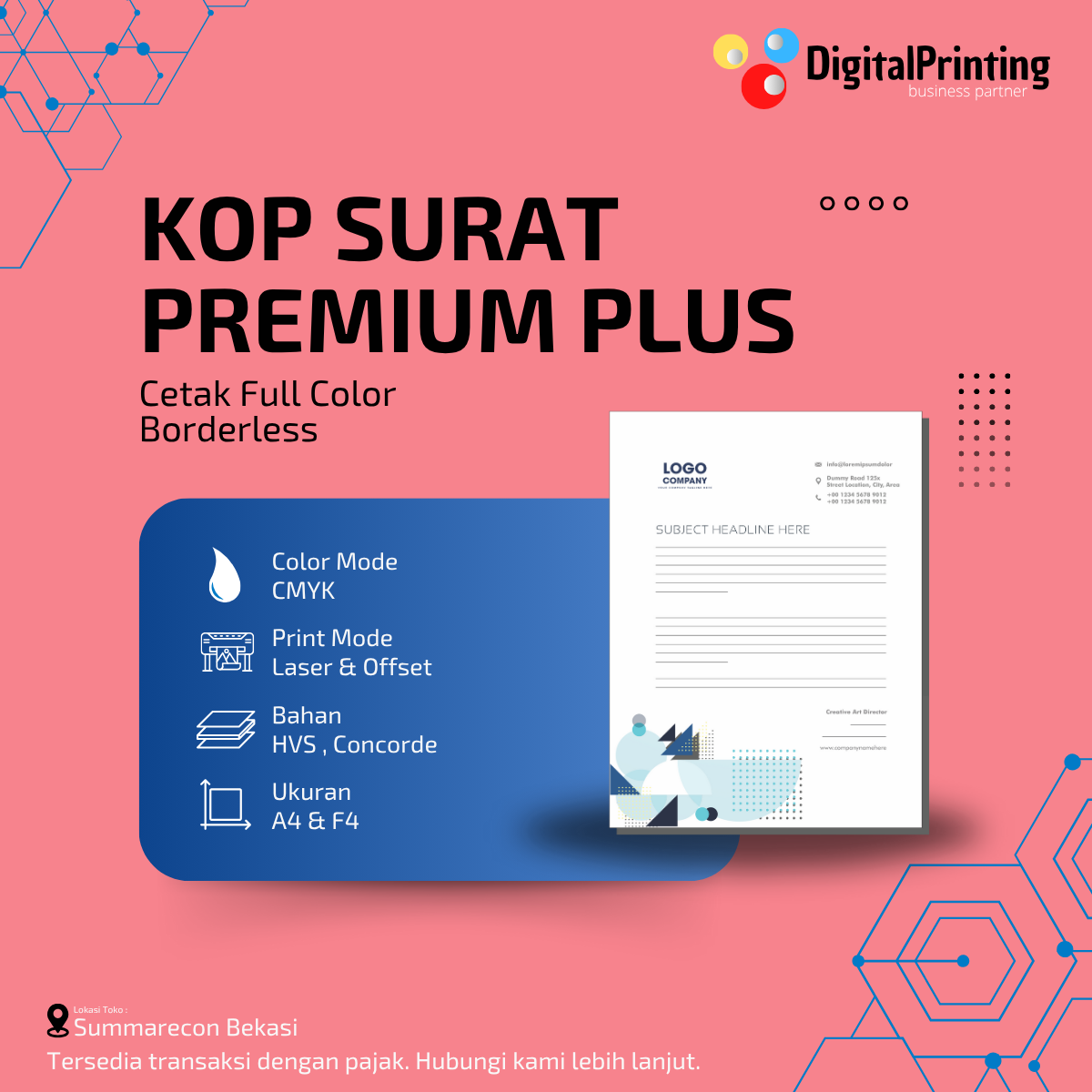 Cetak Kop Surat Premium Plus