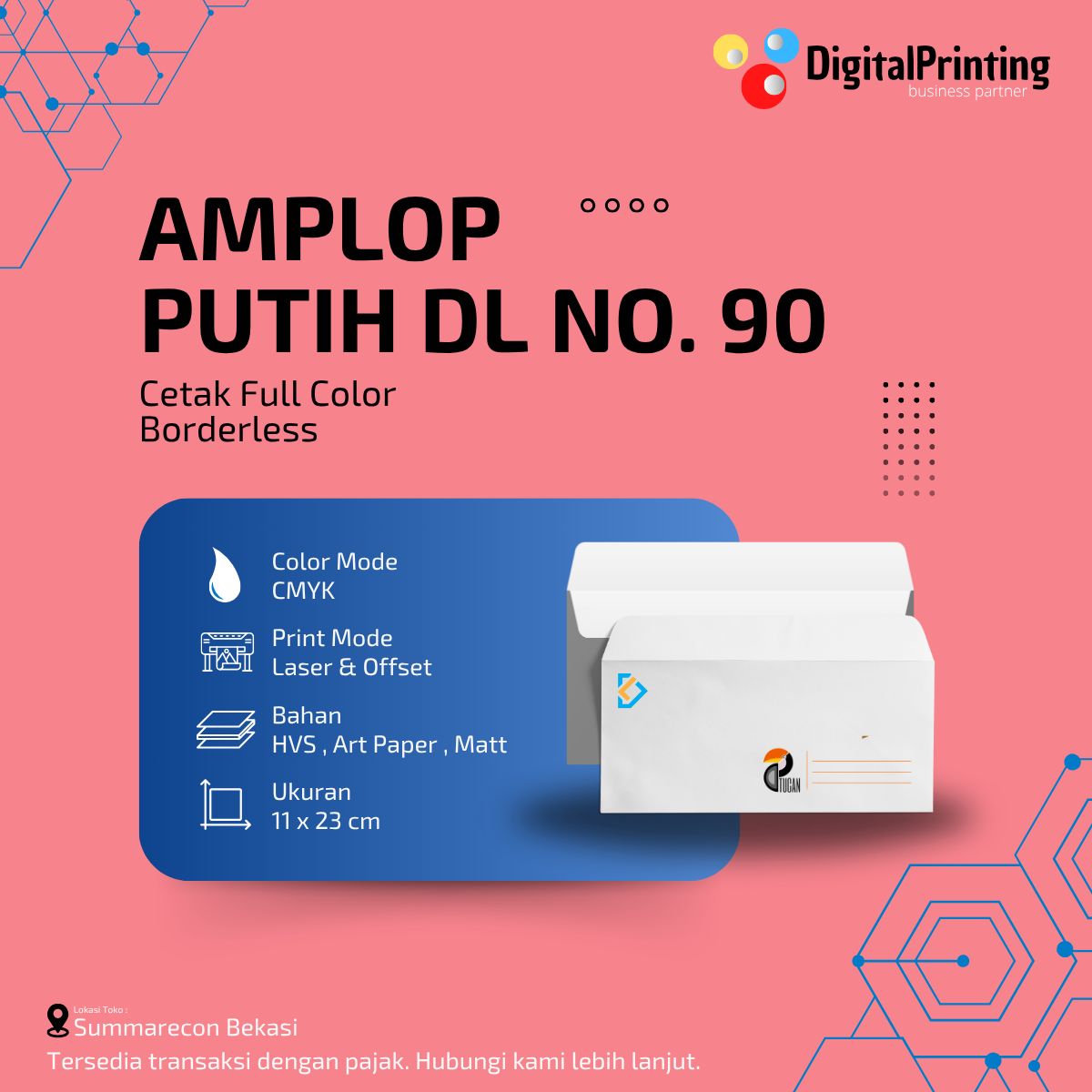 Cetak Amplop Putih DL No. 90 