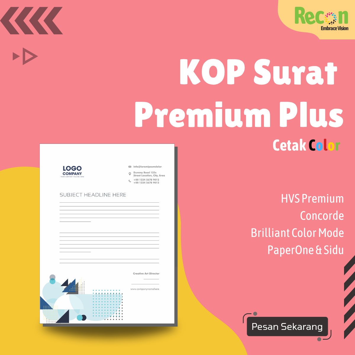 Cetak Kop Surat Premium Plus