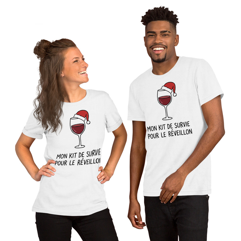 T-shirt de Noël 'Mon kit de survie pour le réveillon'