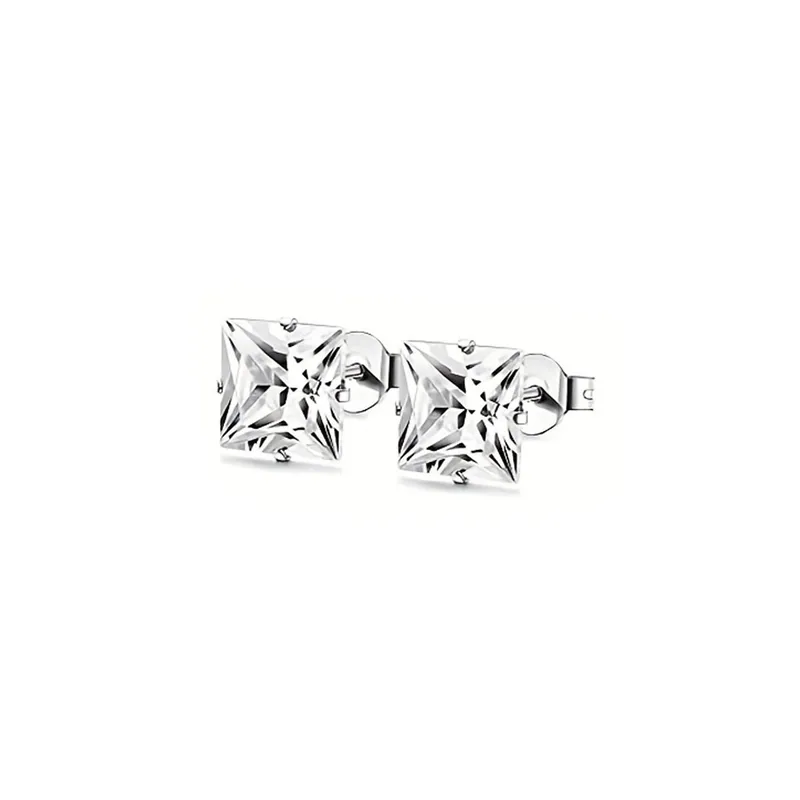 Boucles d’oreilles en argent avec zircon carré