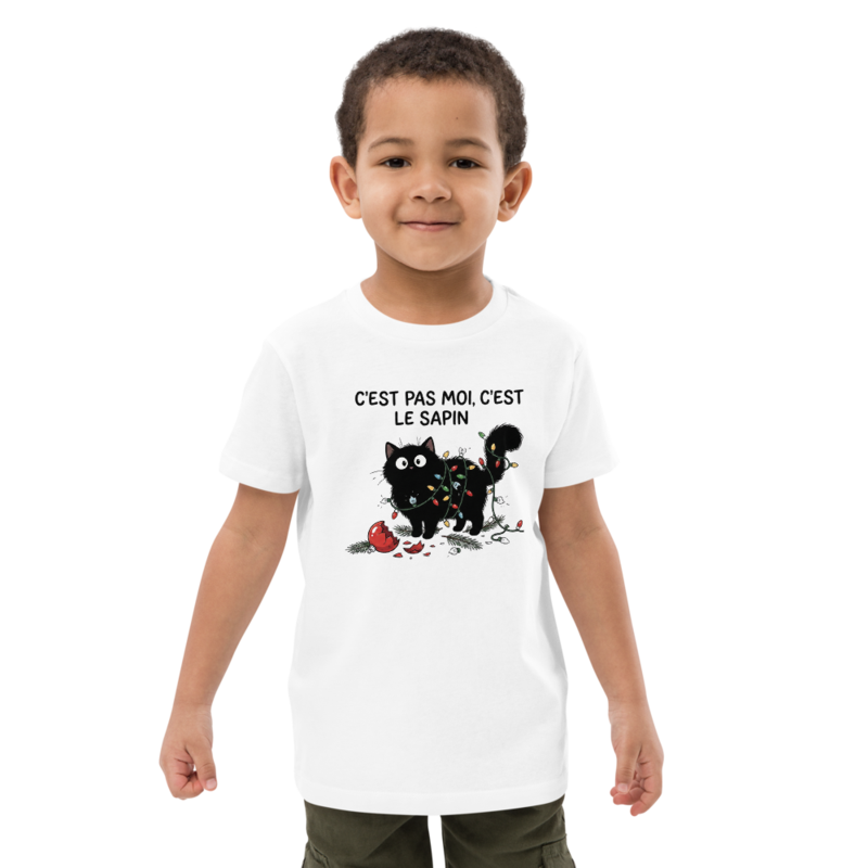 T-shirt enfant motif chat de Noël