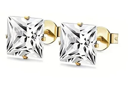 Boucles d’oreilles en or et zircon carré