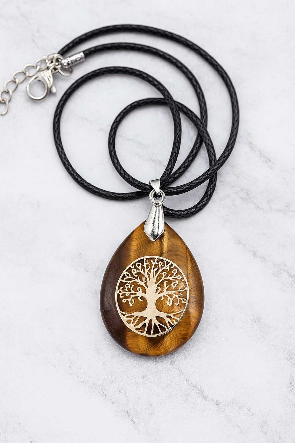 Collier arbre de vie en pierre Oeil de Tigre