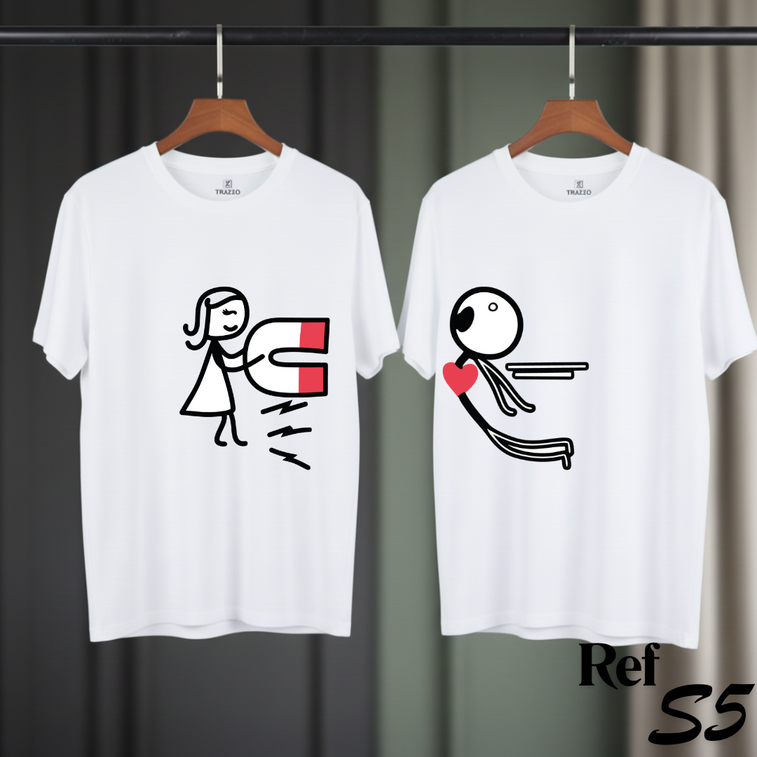 Playeras pareja imán y corazón