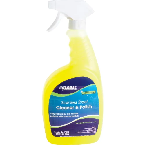 Global Industrial™ Stainless Steel Cleaner & Polish, 32 oz. Trigger Spray Bottle, 6/Case