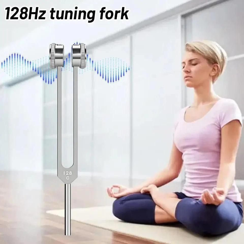 128Hz Healing Tuning Fork with Silicone Hammer Sound Therapy & Vibration Instrument