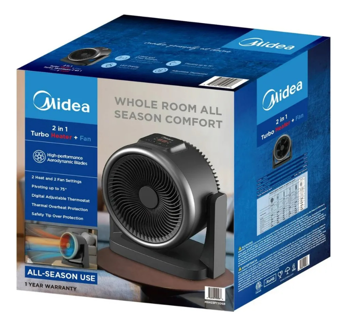 Calefactor/ Ventilador Midea turbo 