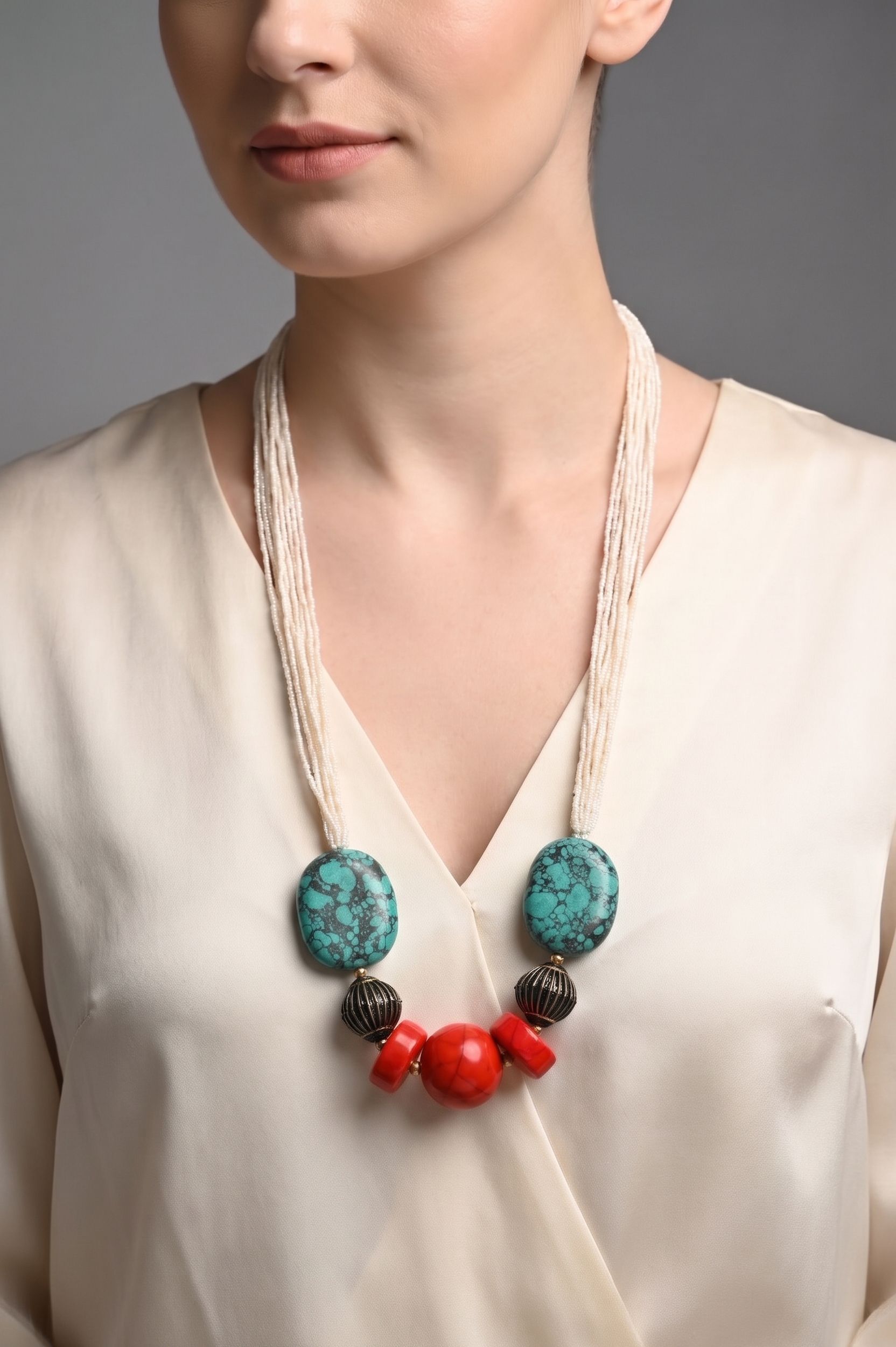 Boho Statement Beaded Necklace