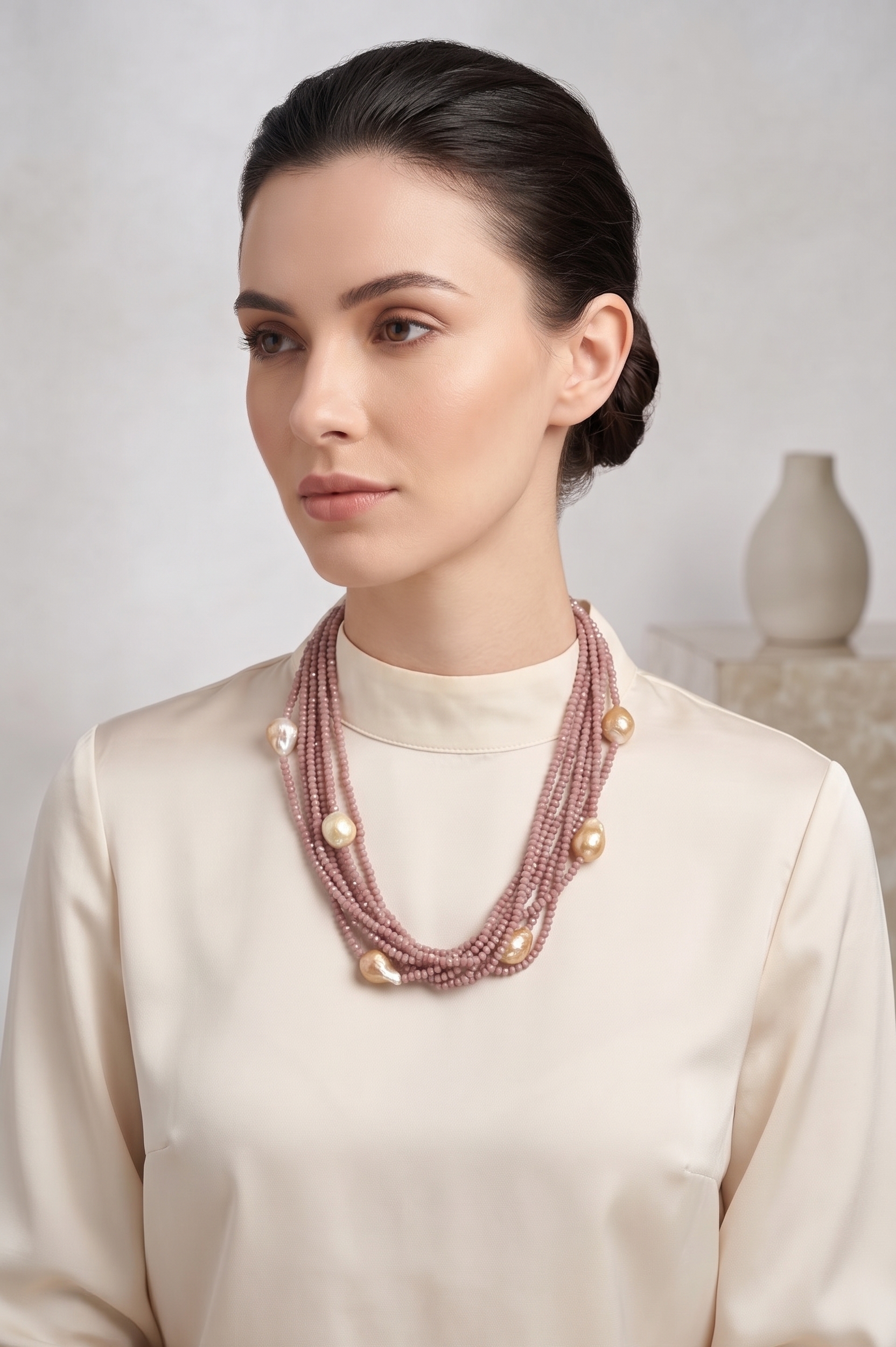 Elegant Pearl & Bead Necklace
