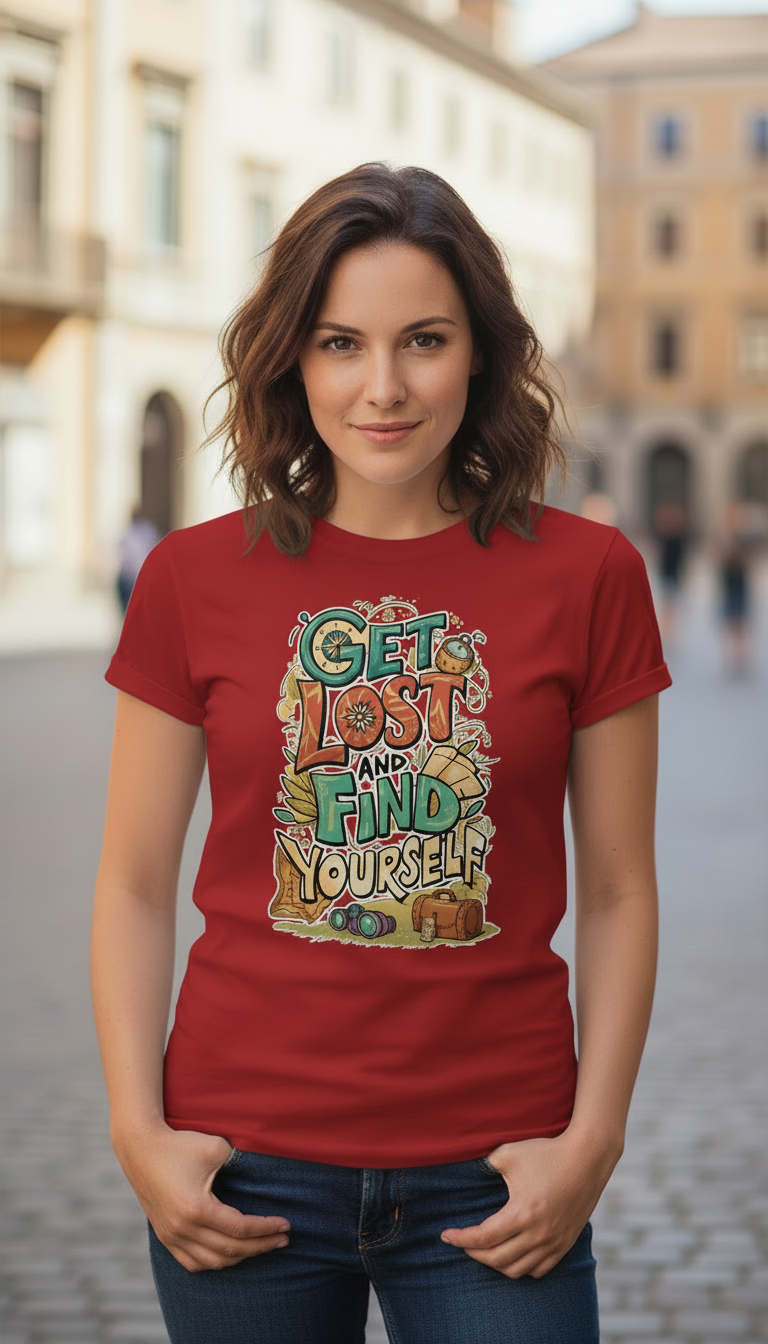 Get Lost & Find Yourself – Graphic Cotton T-Shirt