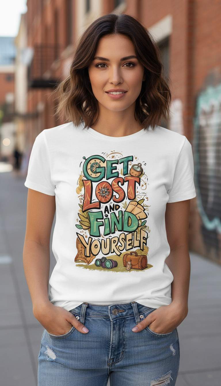 Get Lost & Find Yourself – Graphic Cotton T-Shirt