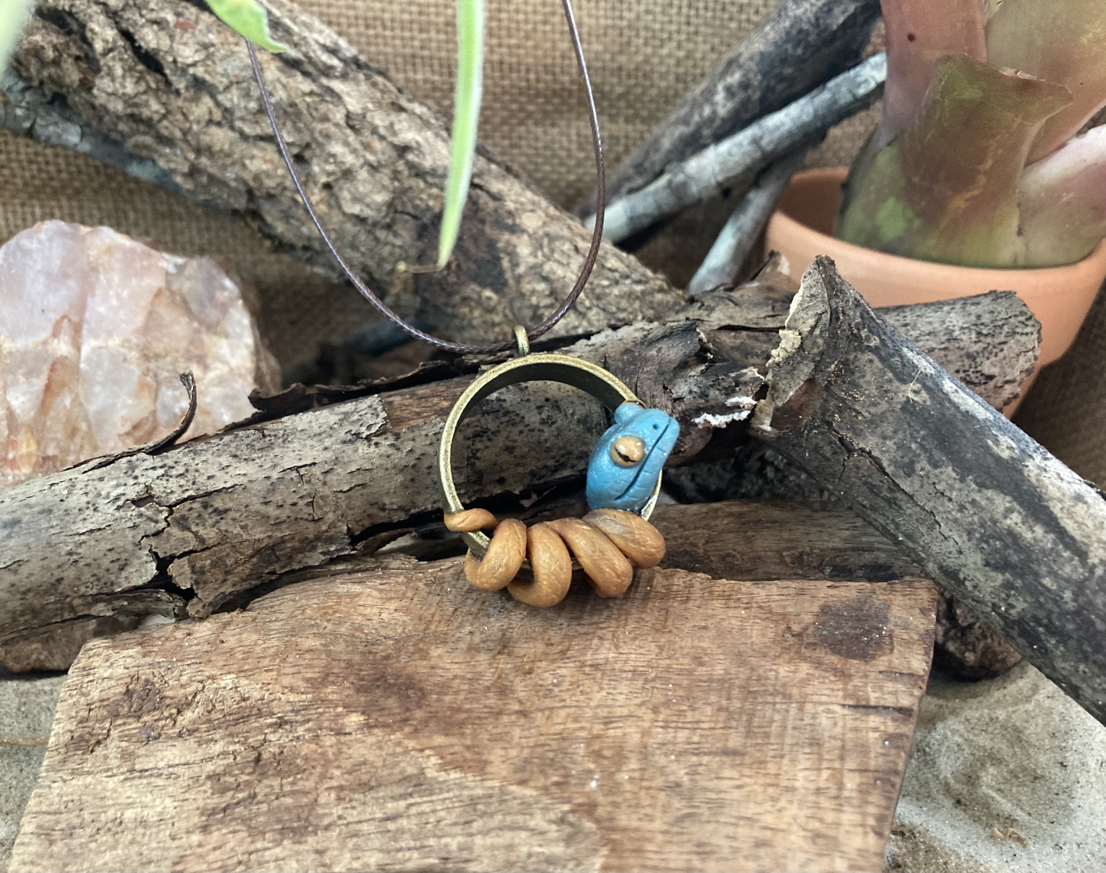 Golden Tree Snake Pendant Necklace