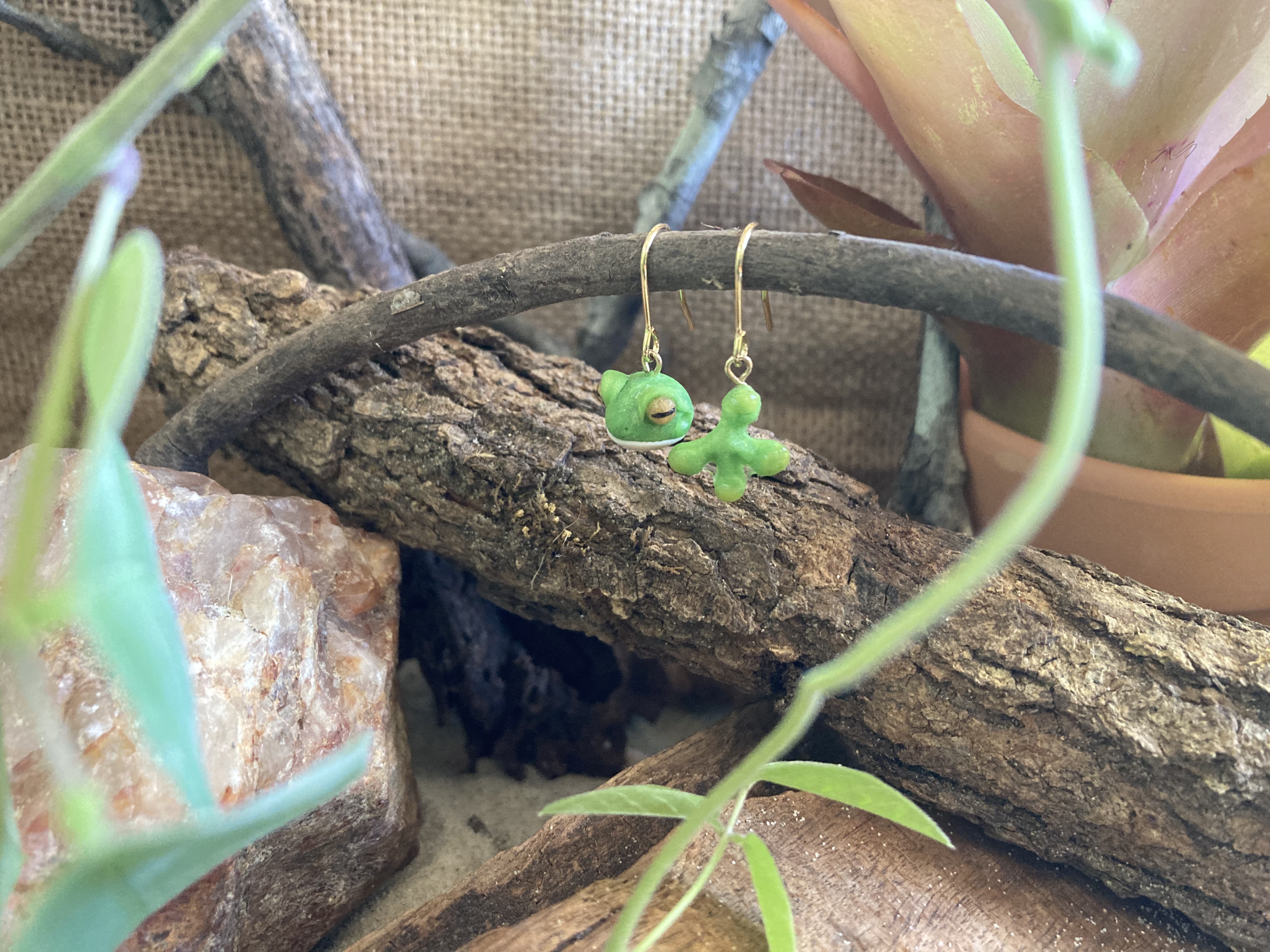 Frog Head and Hand Earrings