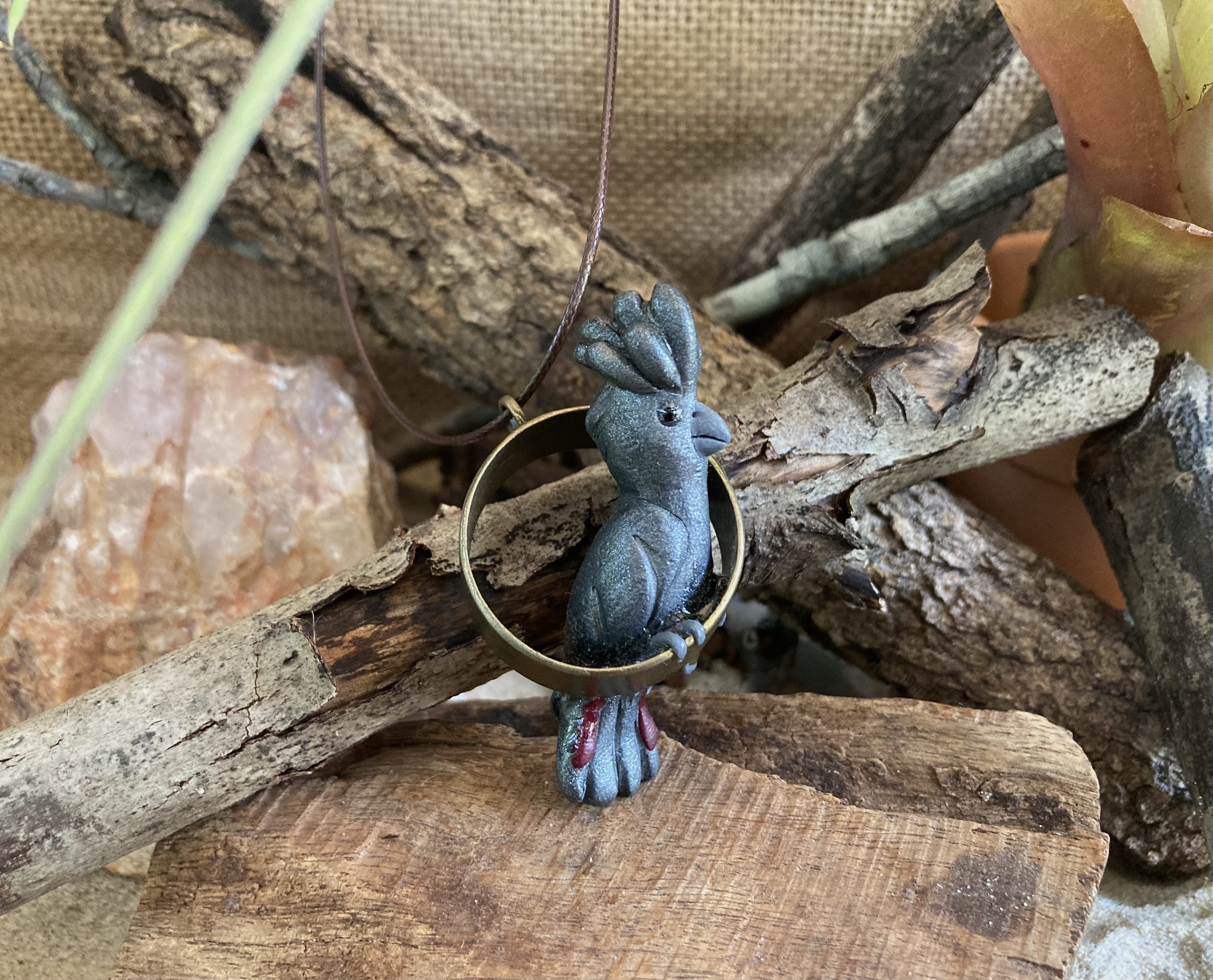 Red Tailed Black Cockatoo Pendant Necklace