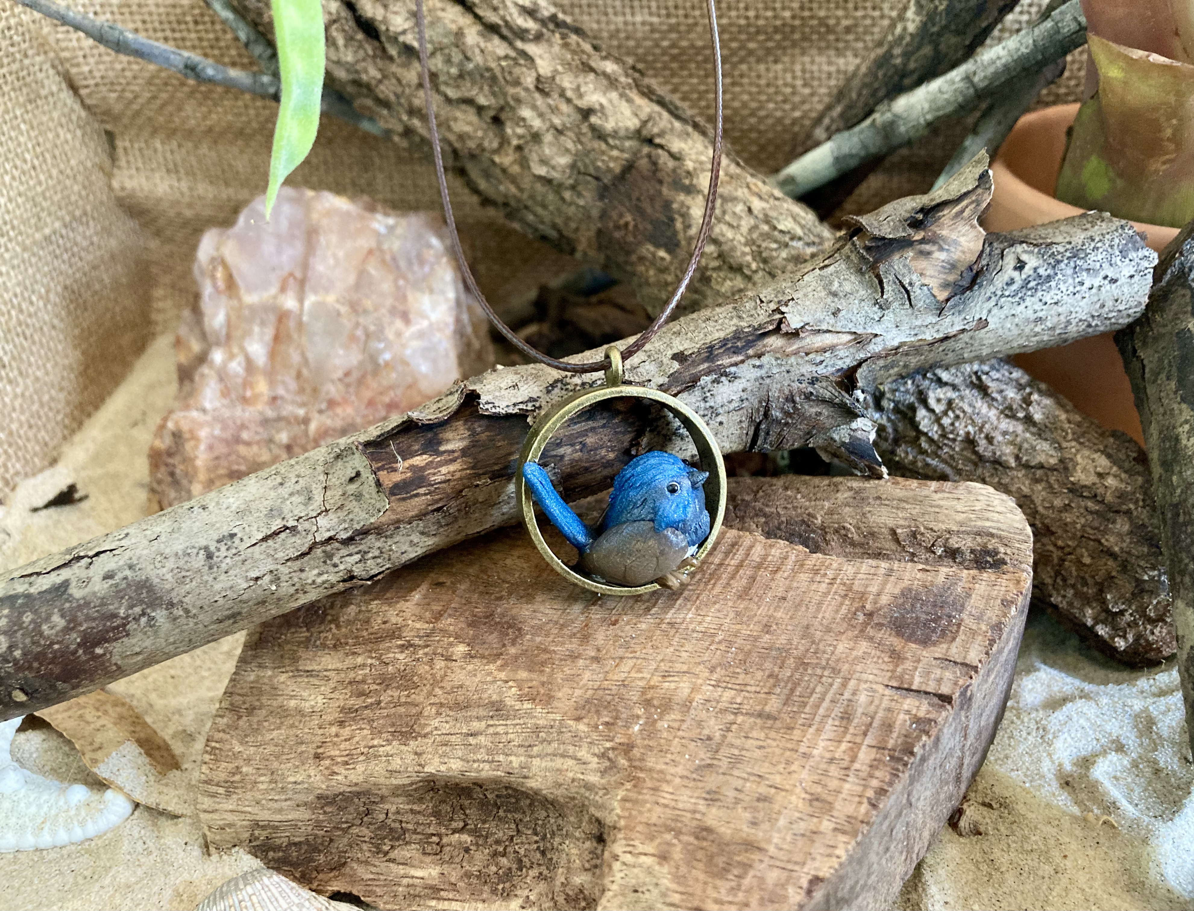 Fairy Wren Pendant Necklace