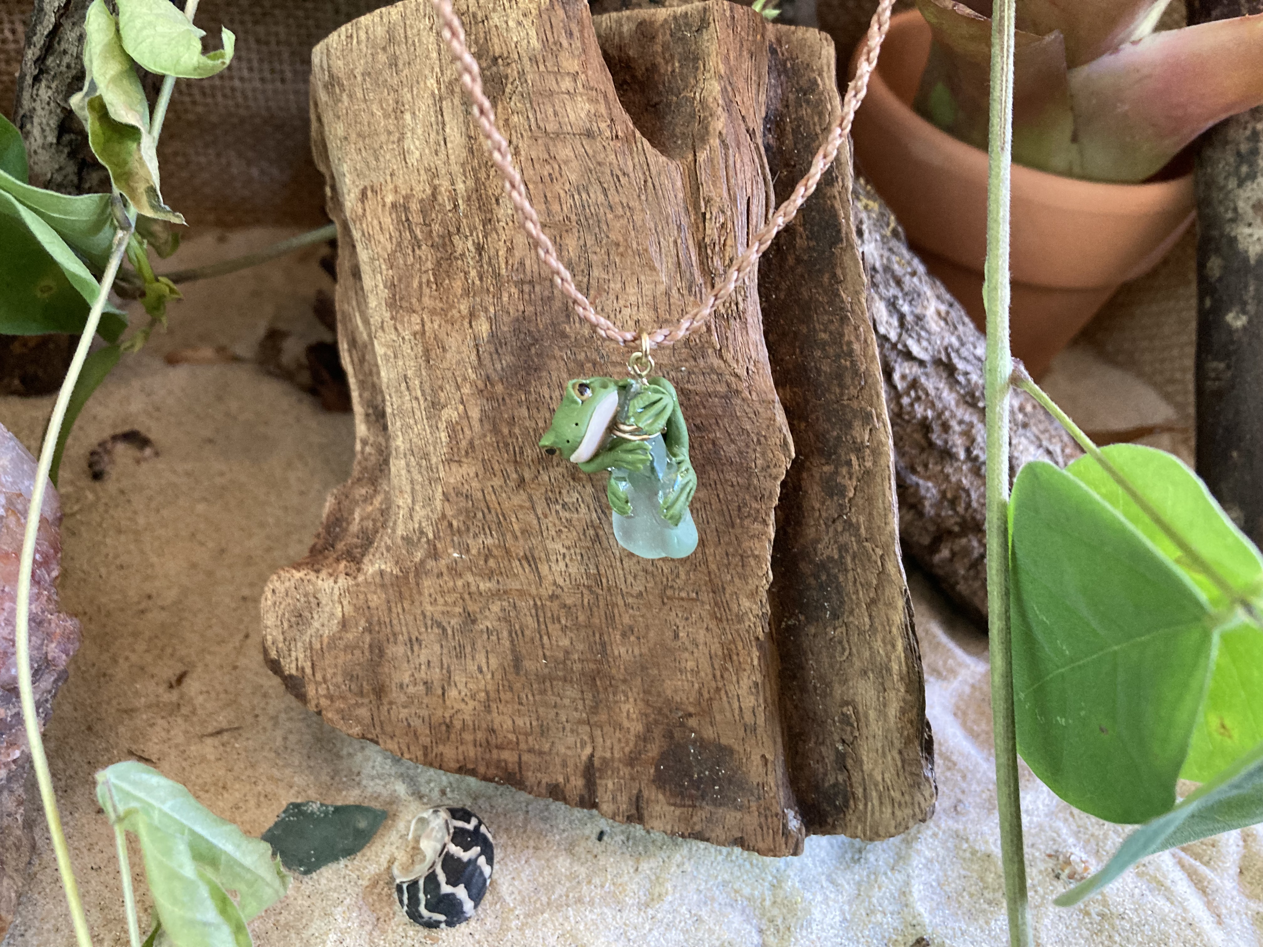 Frog on Seaglass  Necklace