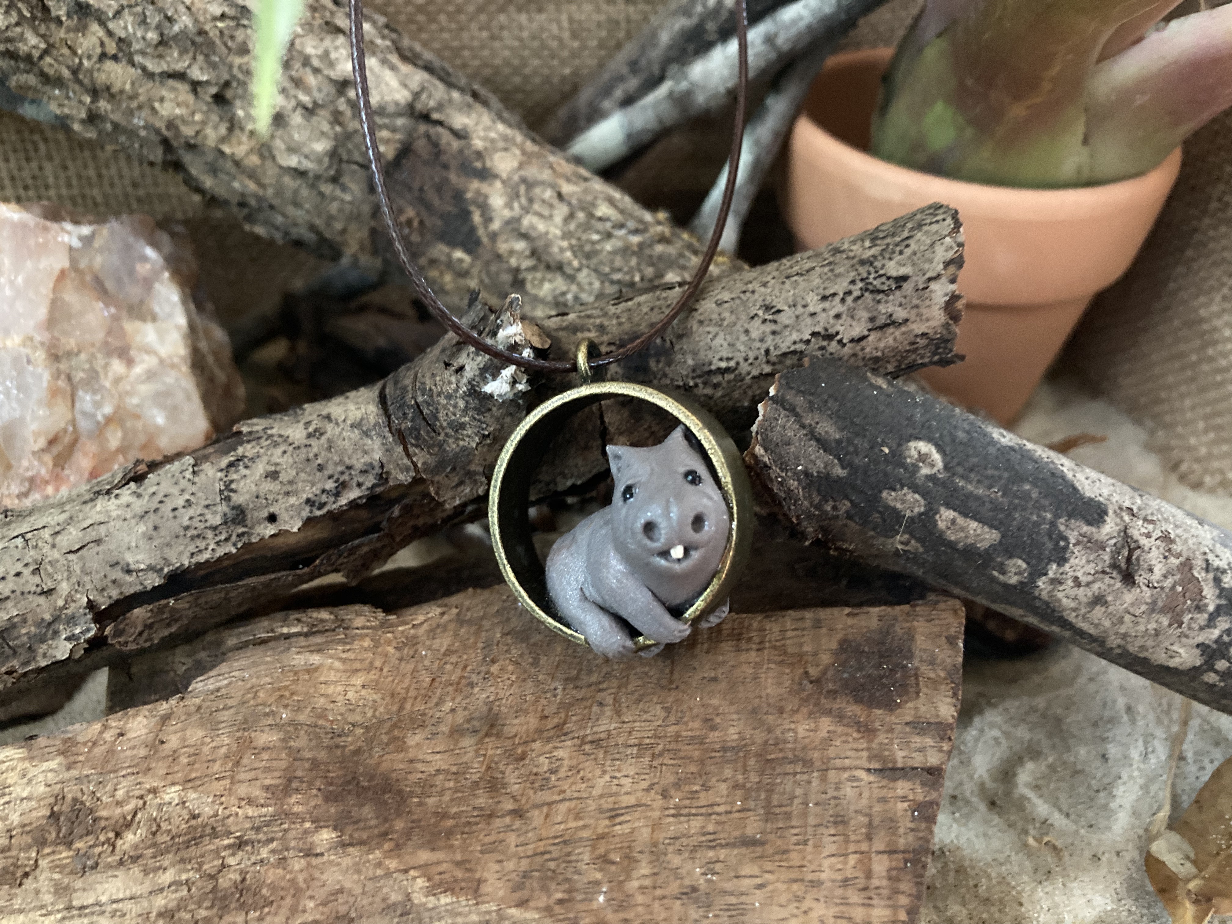 Hairy Nosed Wombat Pendant Necklace
