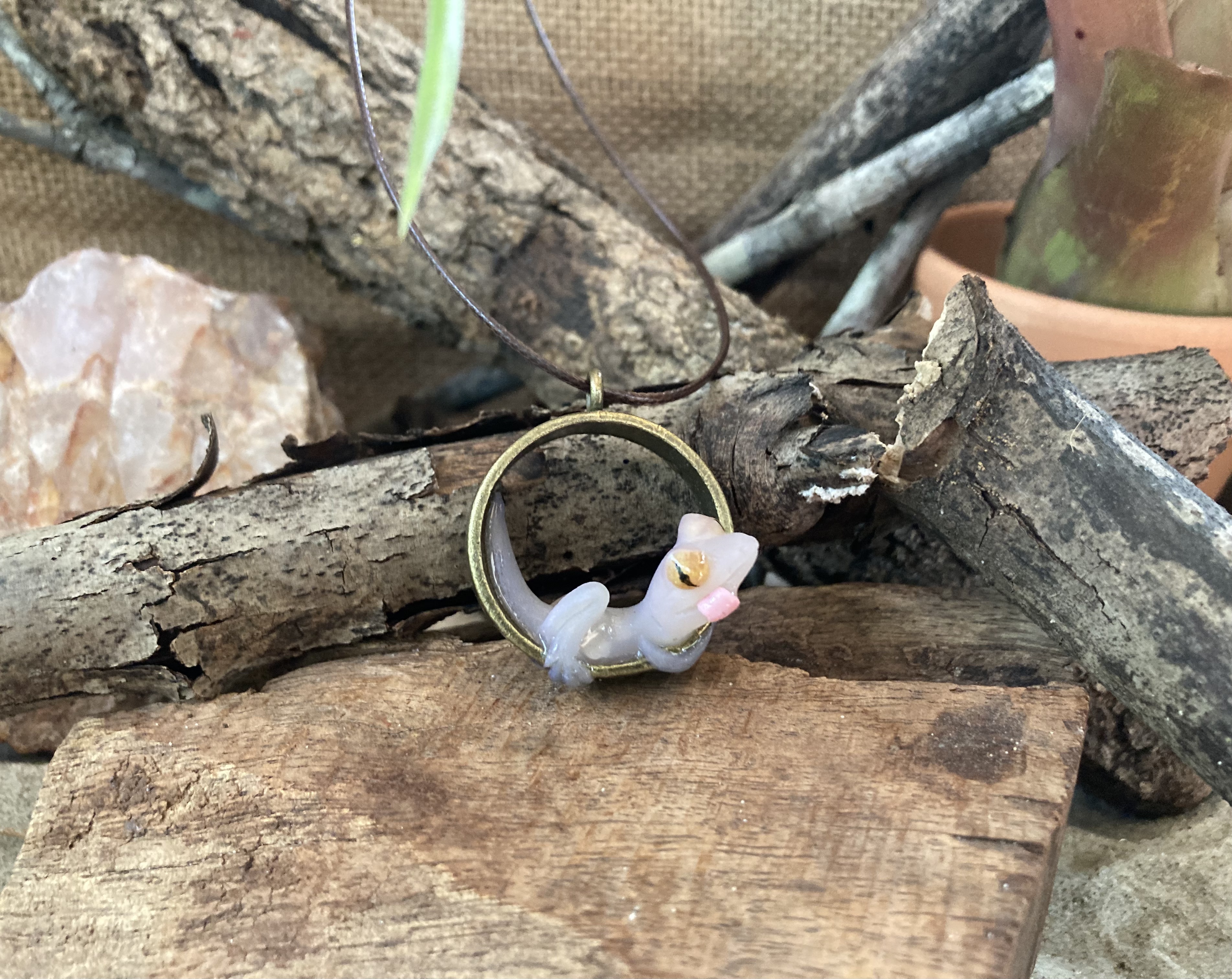 House Gecko Pendant Necklace