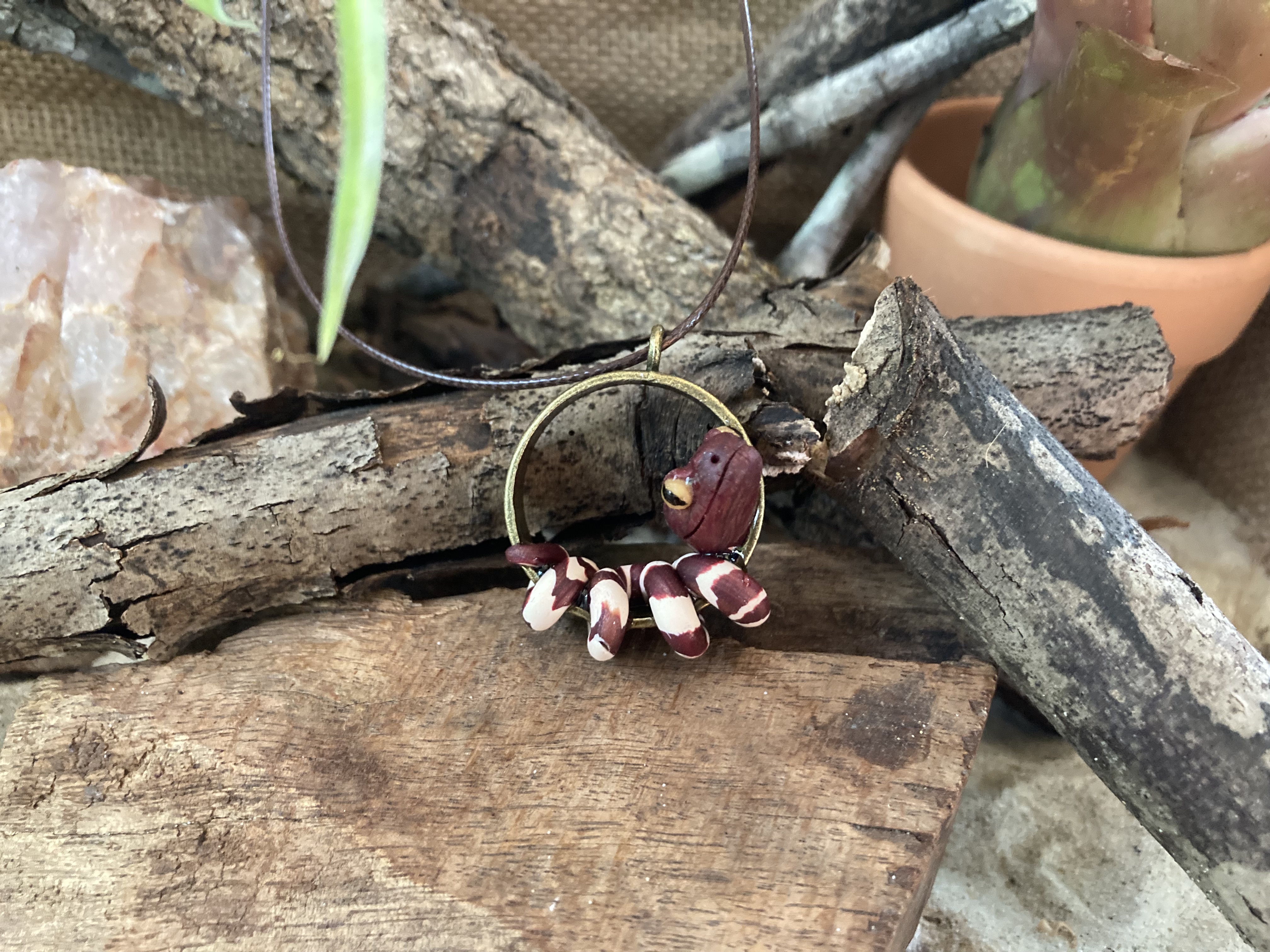 Brown Tree Snake Pendant Necklace